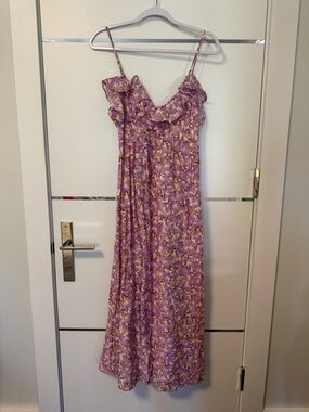 Lavender Floral Ruffle Maxi Dress